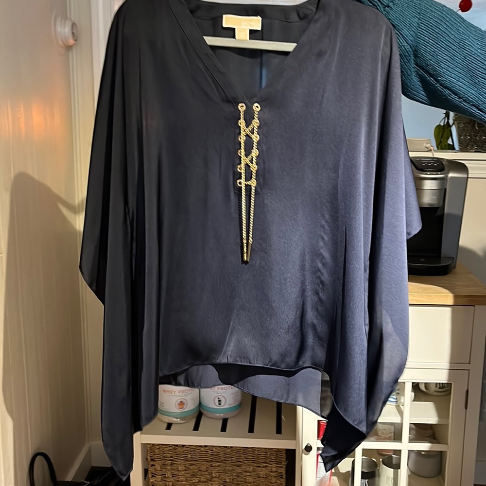 Navy and gold sheer MK poncho